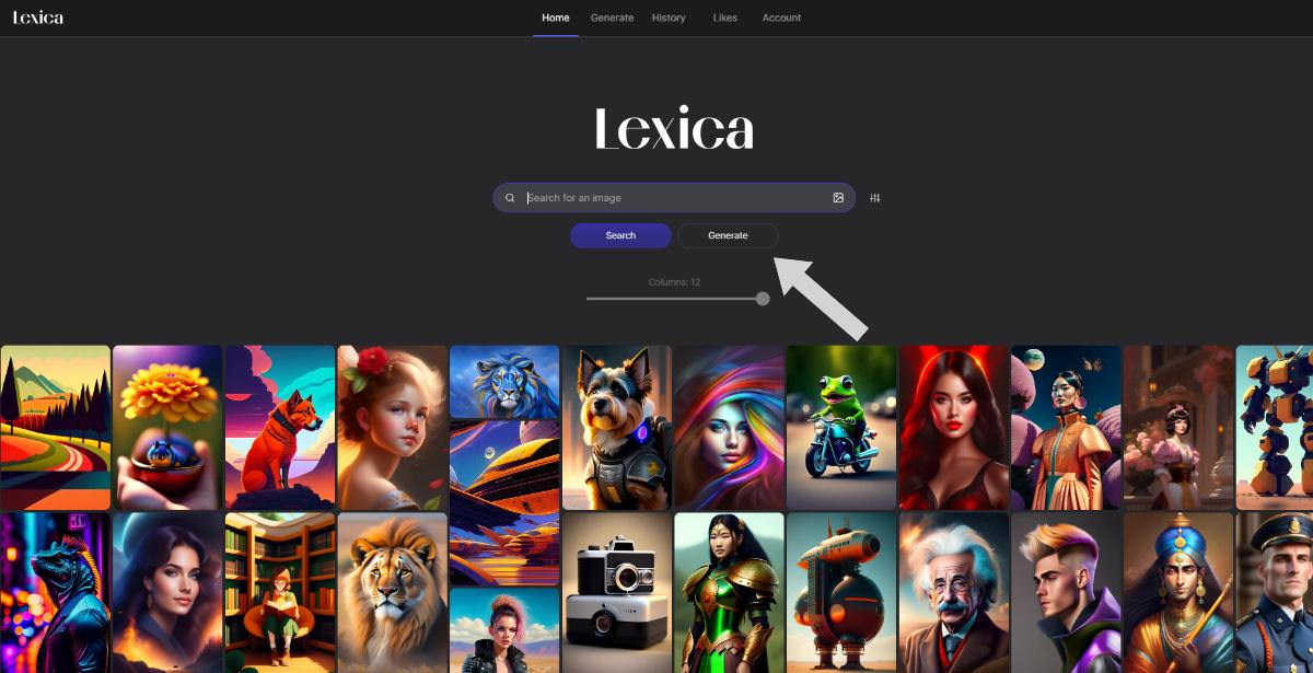 How to Create Art With Lexica Art step1